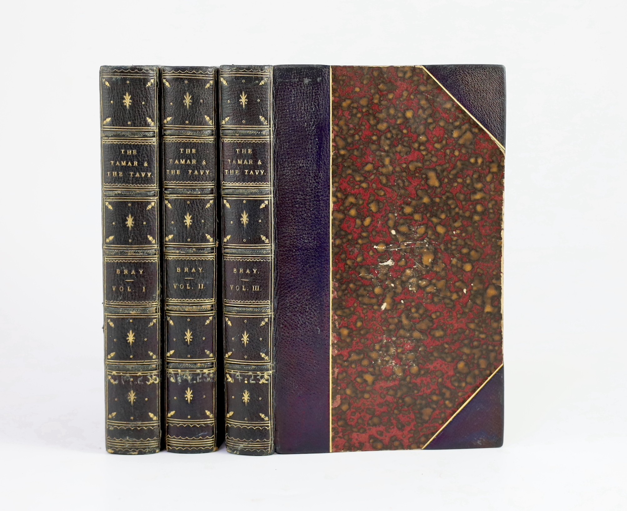 DEVON: Bray, Mrs A.E. - A Description of the Part of Devonshire bordering on the Tamar and the Tavy; its natural history, manners, customs, superstitions ... 3 vols, engraved text illus.